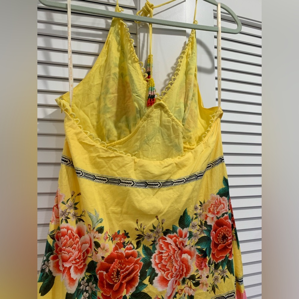 EUC Farm Rio Marisol halter top maximalist flower maxi dress boho tassels Large - Picture 12 of 14